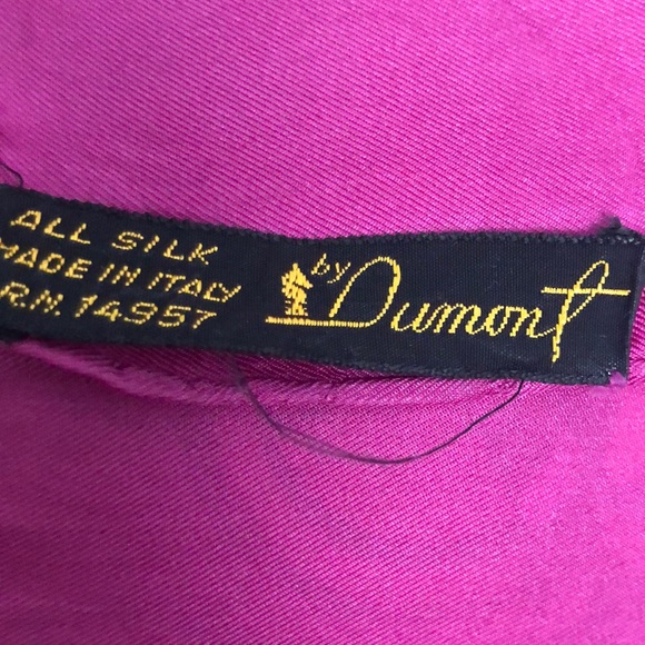 VTG Retro R.N. 14957 Square Italian Silk Scarf by Dumont Magenta - Picture 3 of 8
